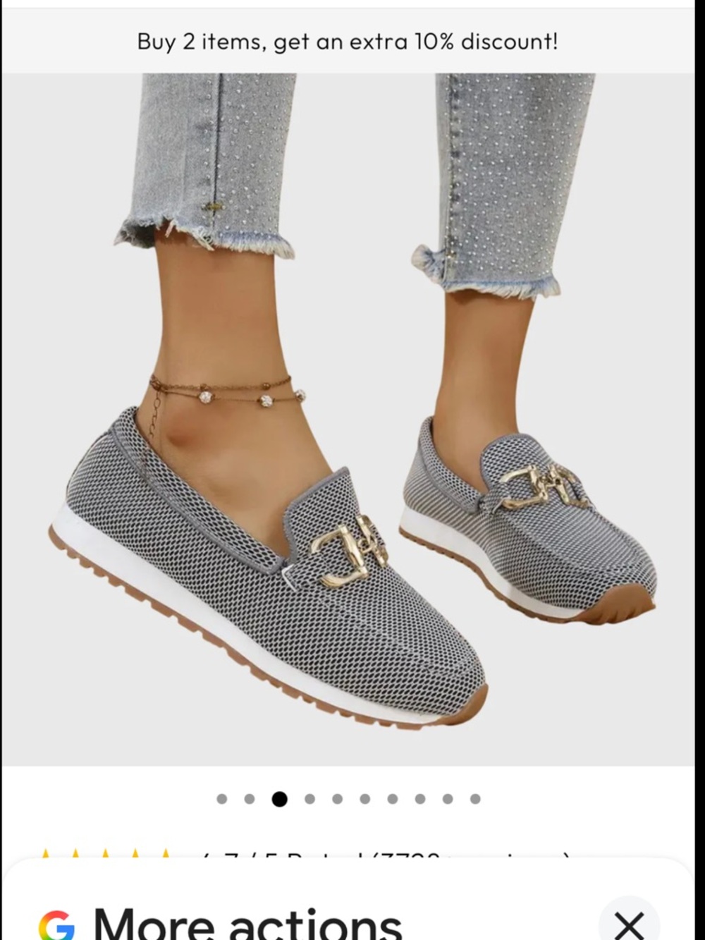 Women’s Slip-On Mesh Mules with Gold Accent in Gray